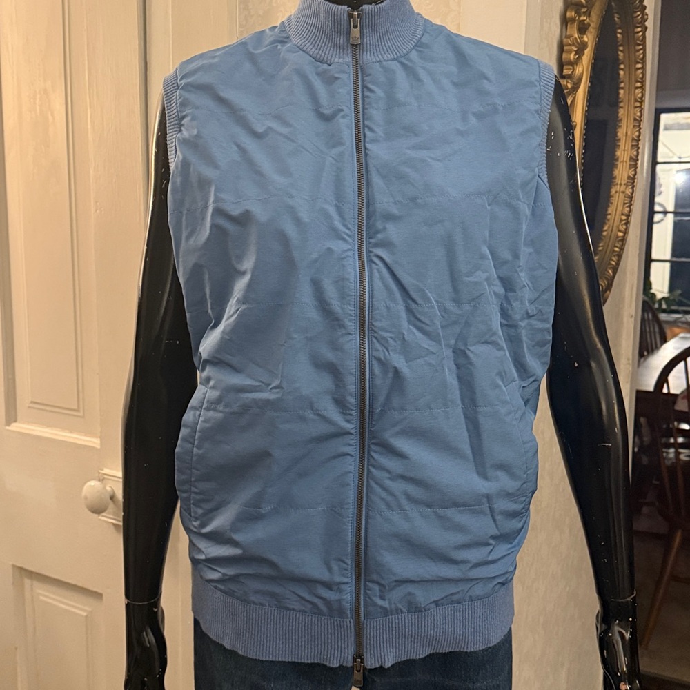 Peter Millar Crown Comfort Quilted Hybrid Sweater Mock Neck Full Zip Up Vest